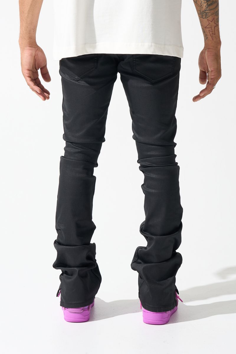 SERENEDE| "CAVIAR" WAX STACKED JEANS