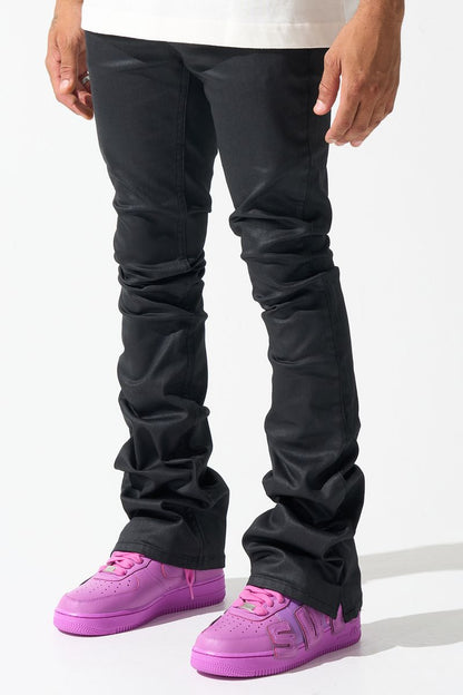 SERENEDE| "CAVIAR" WAX STACKED JEANS