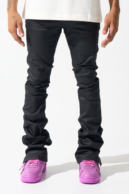 SERENEDE| "CAVIAR" WAX STACKED JEANS