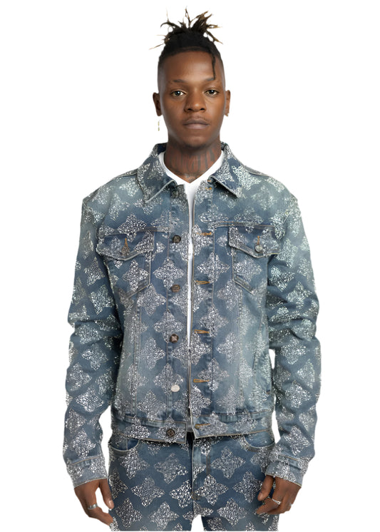 GUAPI| VINTAGE BLUE EMBELLISHED DENIM JACKET