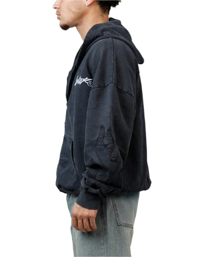 LOITER| INFERNO WASHED HOODIE BLACK