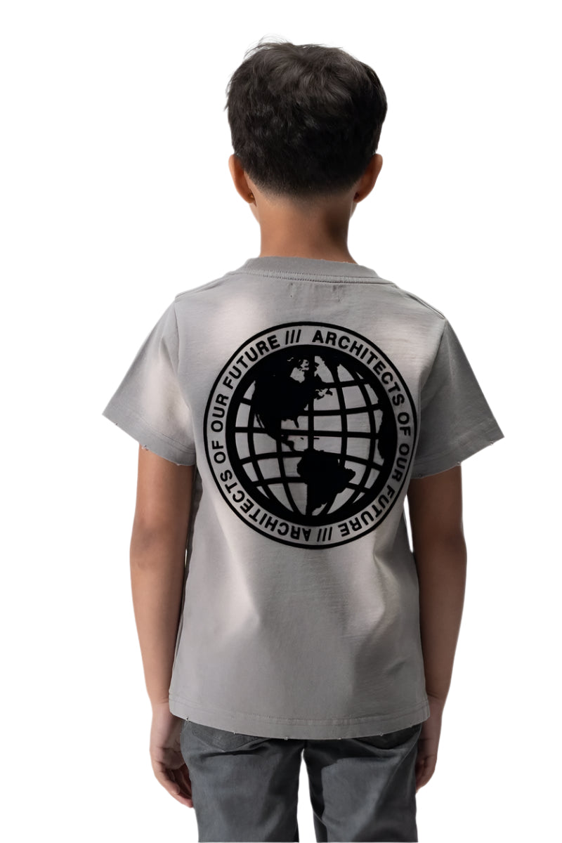 SERENEDE| KIDS "GLOBAL" LIGHT GREY TEE