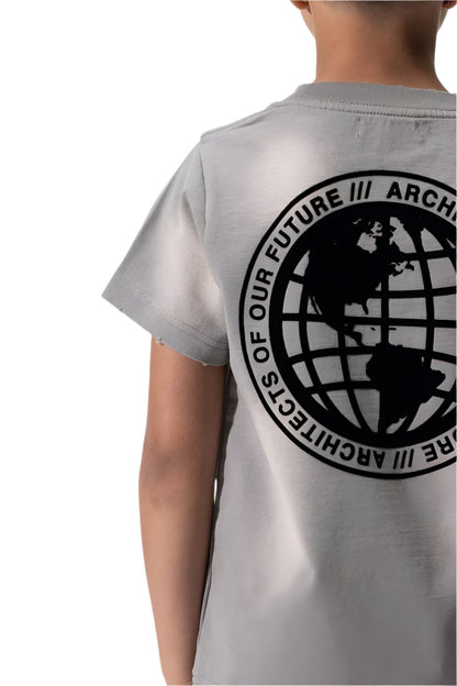 SERENEDE| KIDS "GLOBAL" LIGHT GREY TEE