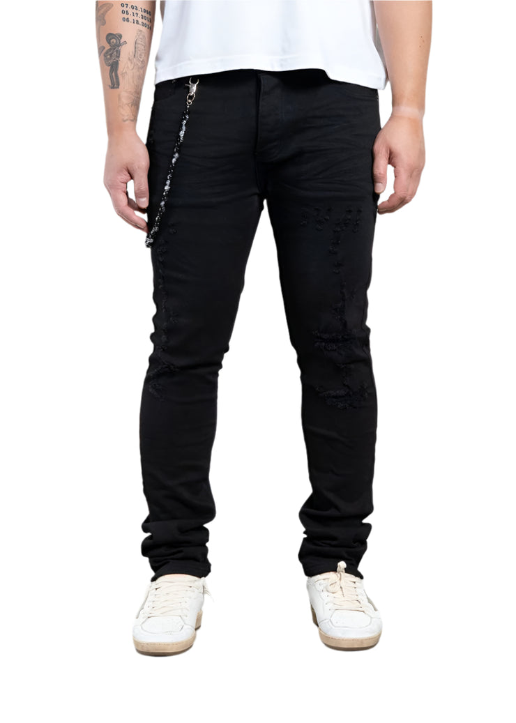 MIDNIGHT BLACK| DISTRESSED SKINNY JEAN