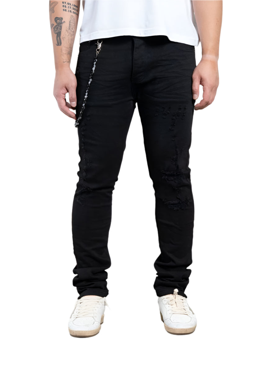 MIDNIGHT BLACK| DISTRESSED SKINNY JEAN