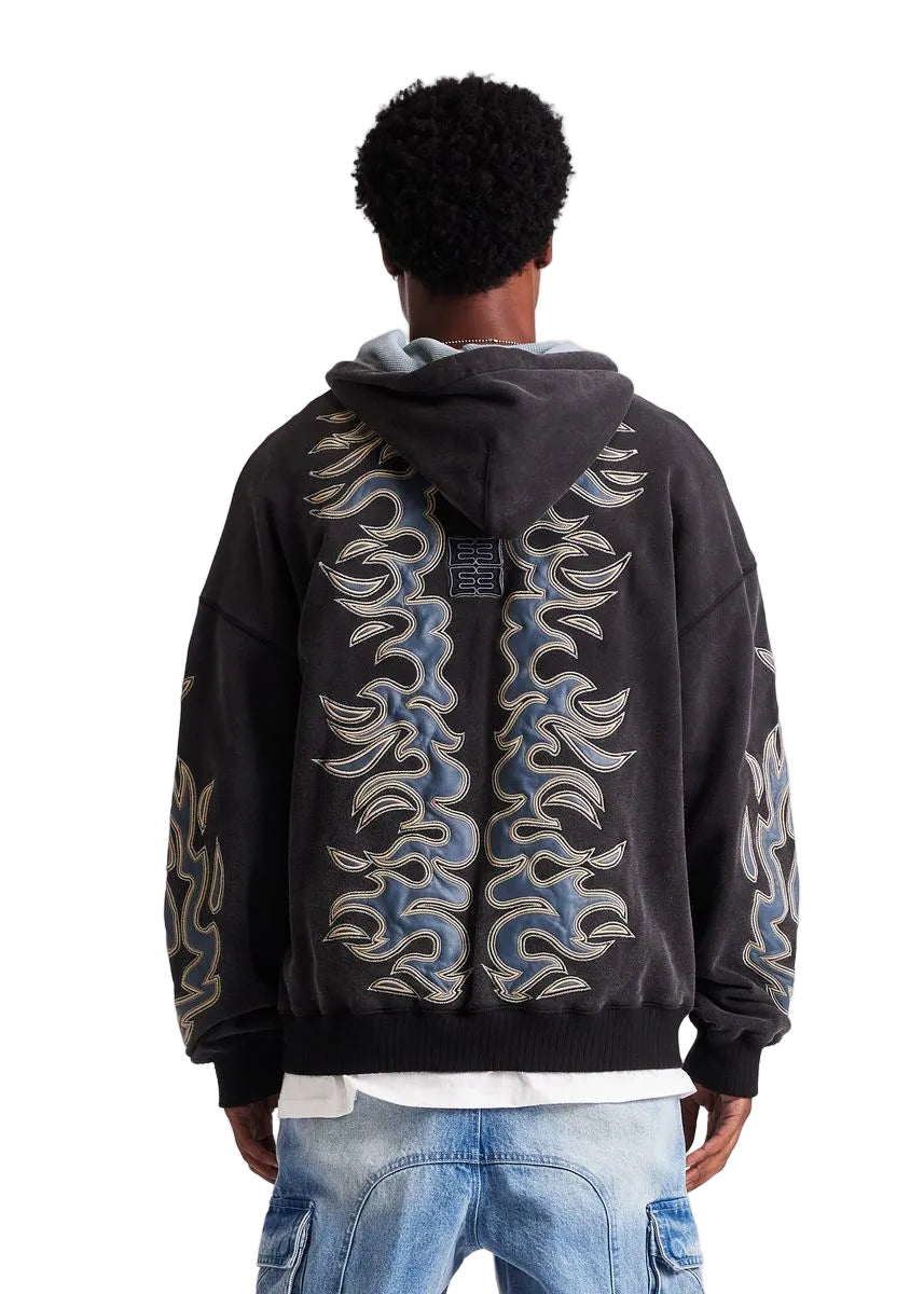 EMBELLISH| INFERNO ZIP JACKET WASHED BLACK