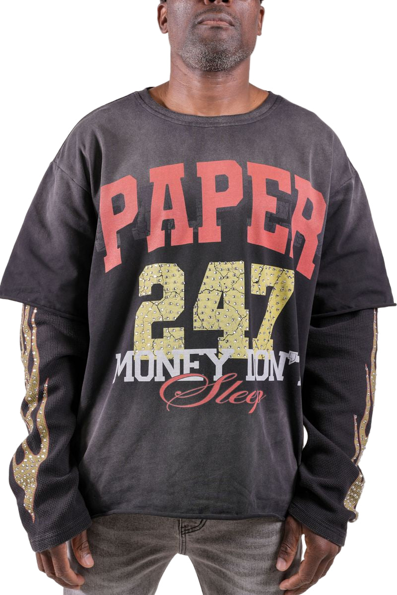 PAPER MONEY| 247 LAYERED SHIRT WHITE/BLACK
