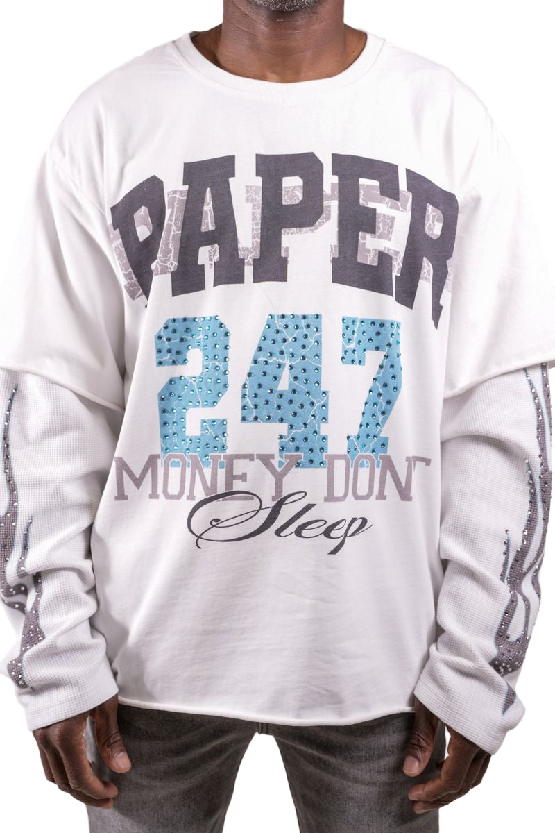 PAPER MONEY| 247 LAYERED SHIRT WHITE/BLACK