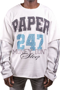 PAPER MONEY| 247 LAYERED SHIRT WHITE/BLACK