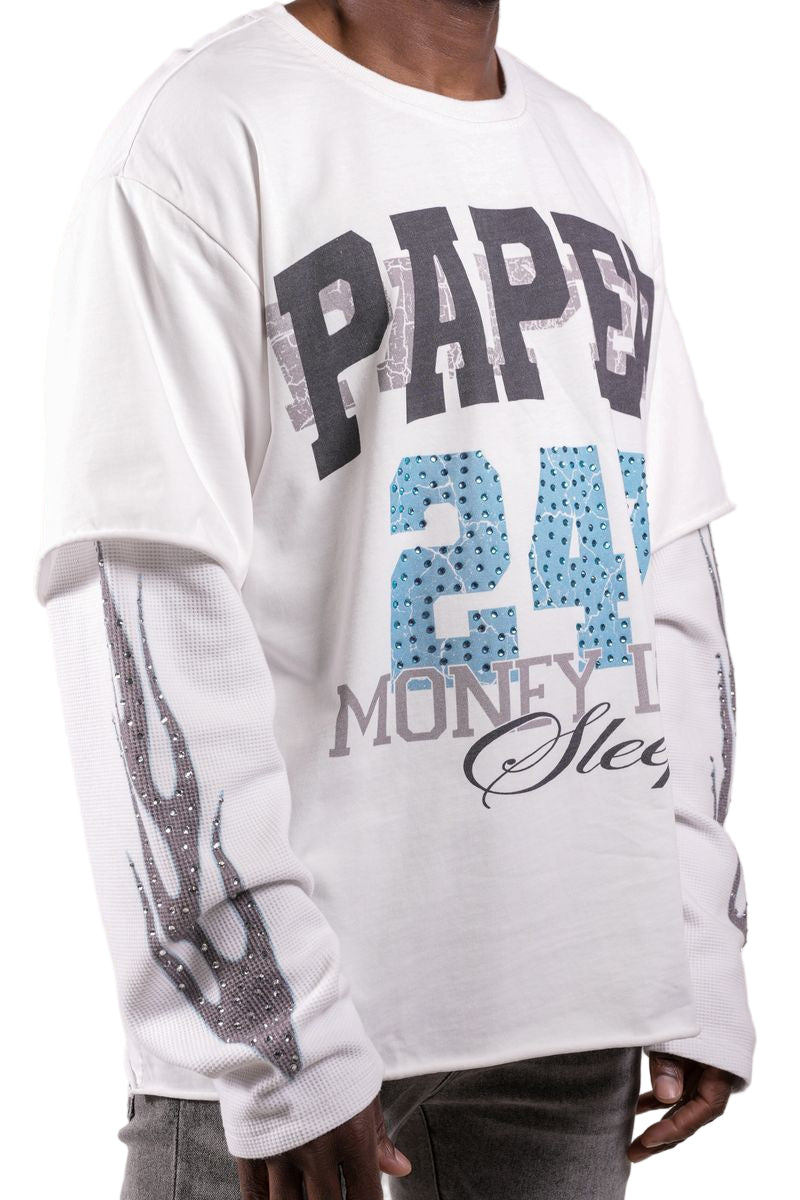 PAPER MONEY| 247 LAYERED SHIRT WHITE/BLACK