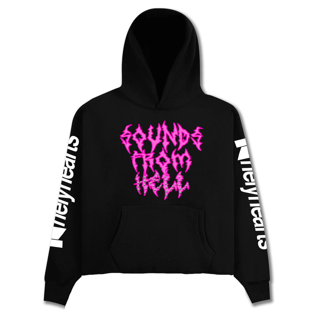 LONELY HEARTS CLUB| SOUNDS FROM HELL CROPPED RHINESTONE HOODIE