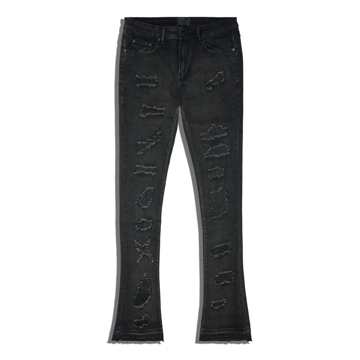 SUPPLY| WIKEY BLACK DISTRESS STACKED JEAN