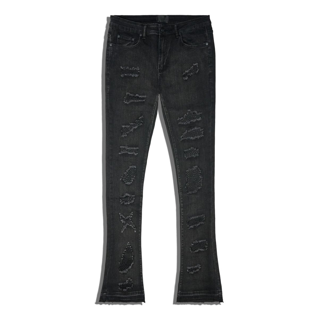 SUPPLY| WIKEY BLACK DISTRESS STACKED JEAN