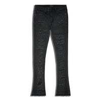 SUPPLY| WIKEY BLACK DISTRESS STACKED JEAN