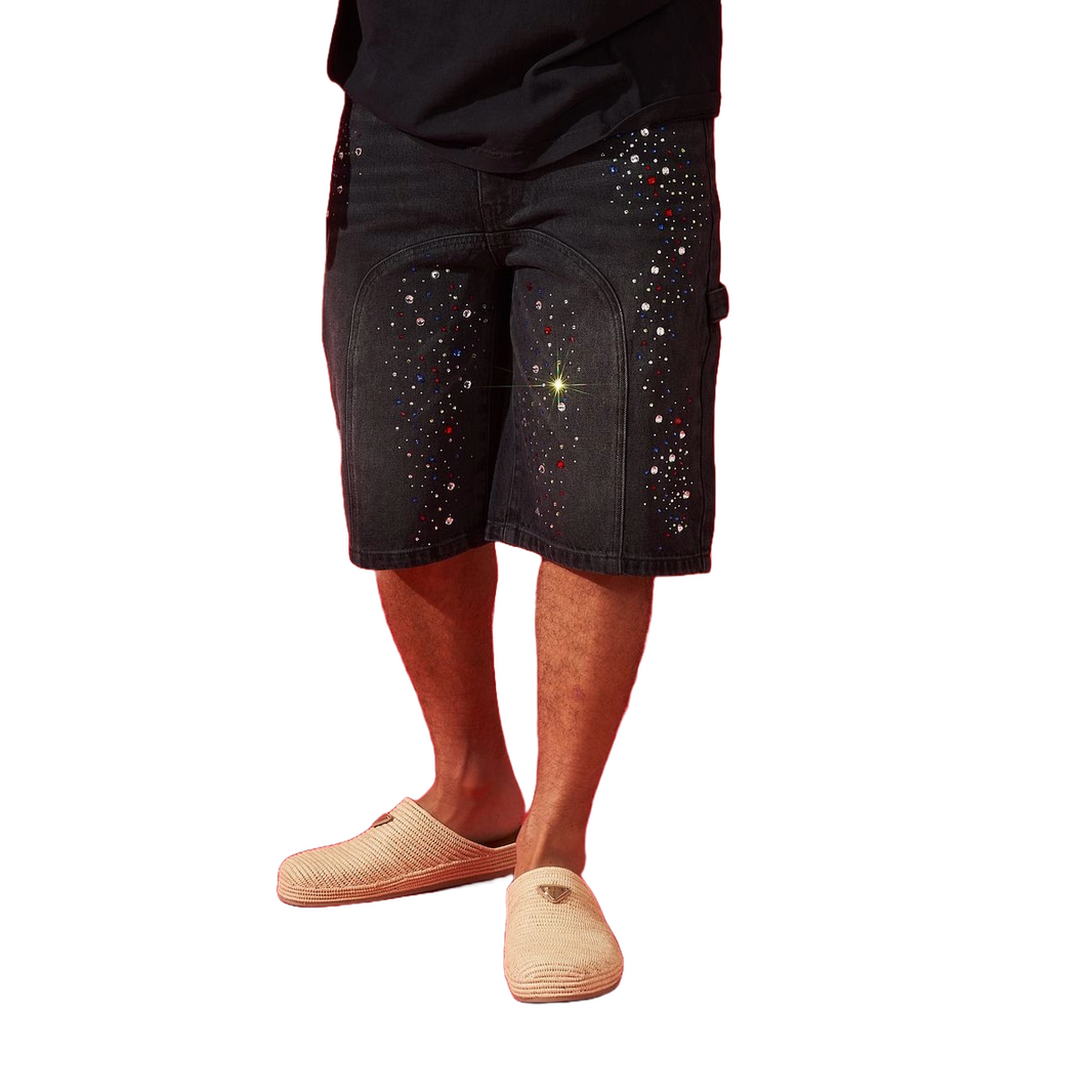 DUAA| SUPPLICATION STONE BLACK DENIM SHORTS