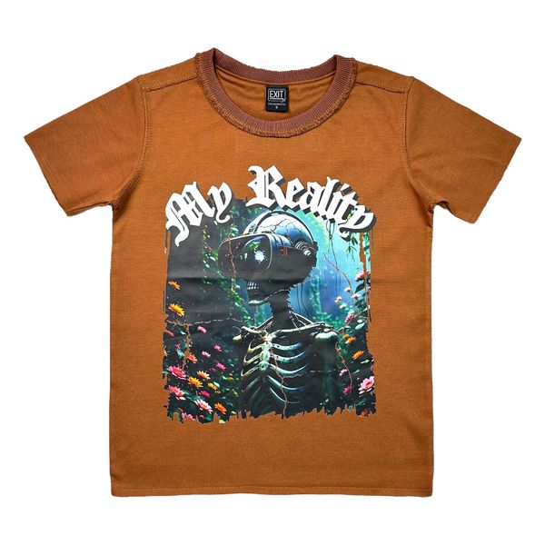 EXIT| RAW OVERSIZED REVERSE STITCH TEE BROWN