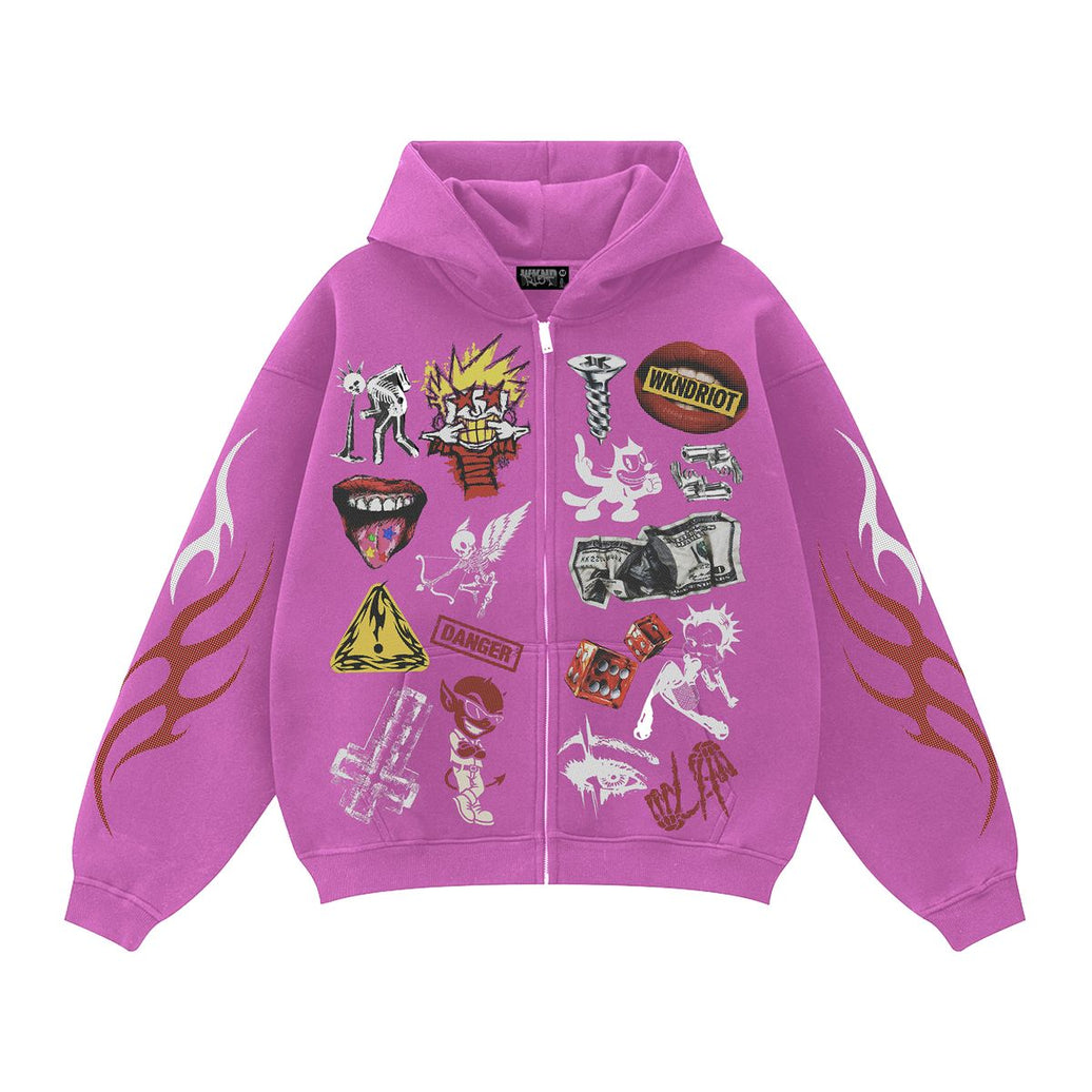 WKND RIOT| RIOT LIFESTYLE ZIP UP HOODIE PINK