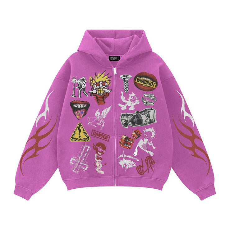 WKND RIOT| RIOT LIFESTYLE ZIP UP HOODIE PINK