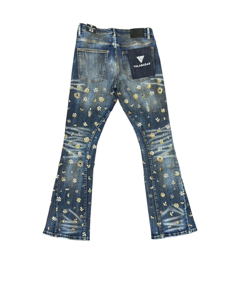VALABASAS| SHEA DARK VINTAGE BLUE STACKED JEANS