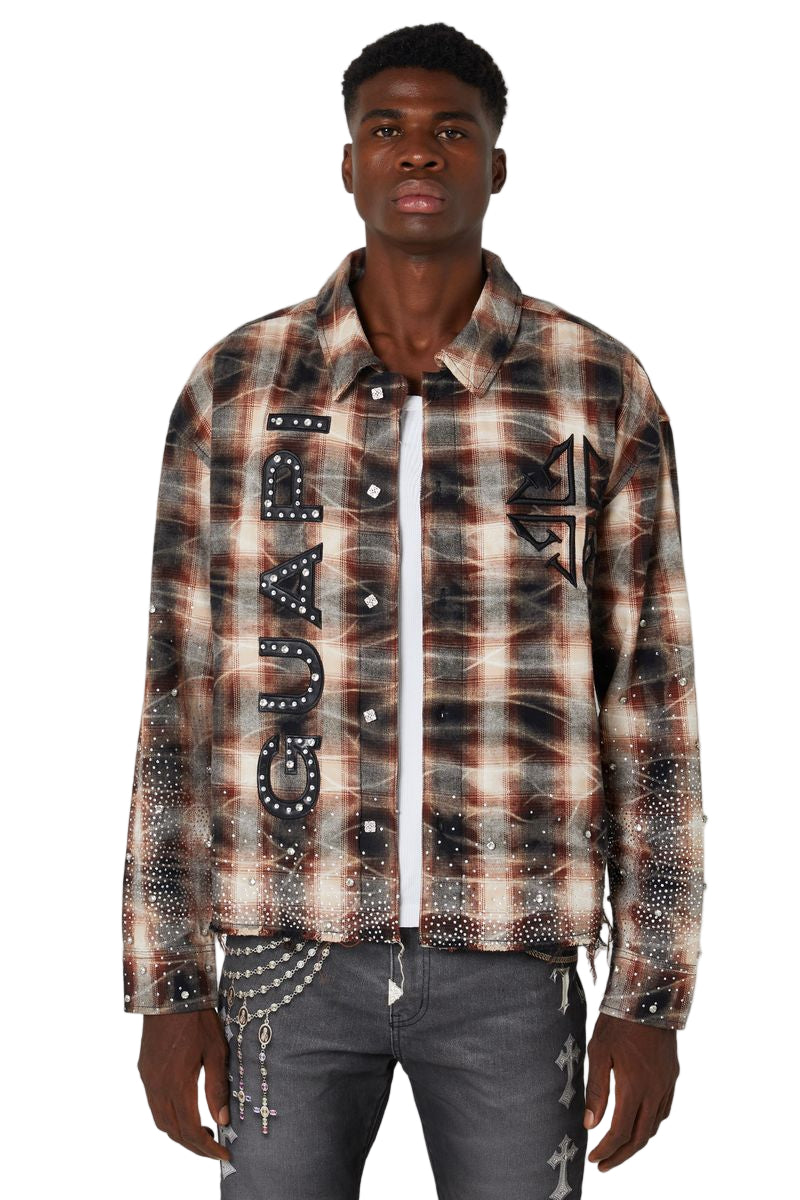 GUAPI| MOCHA RHINESTONE FLANNEL