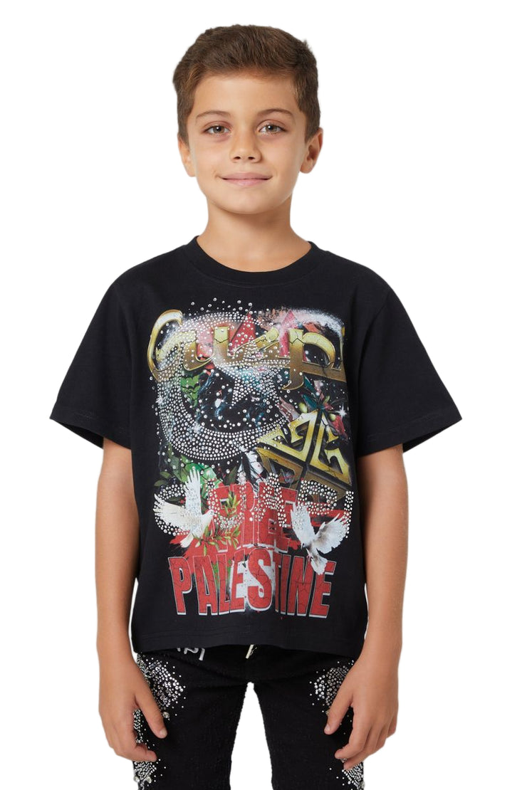 GUAPI| KIDS BLACK FREE PALESTINE TEE