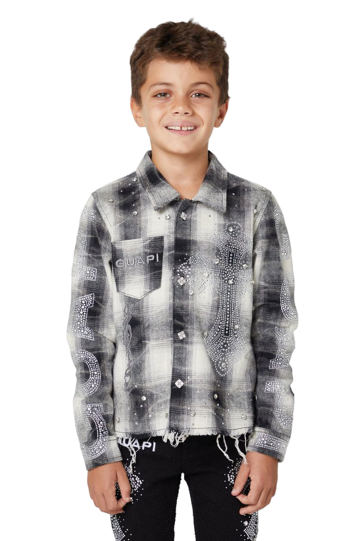 GUAPI| KIDS CLOUD GREY CROSS FLANNEL
