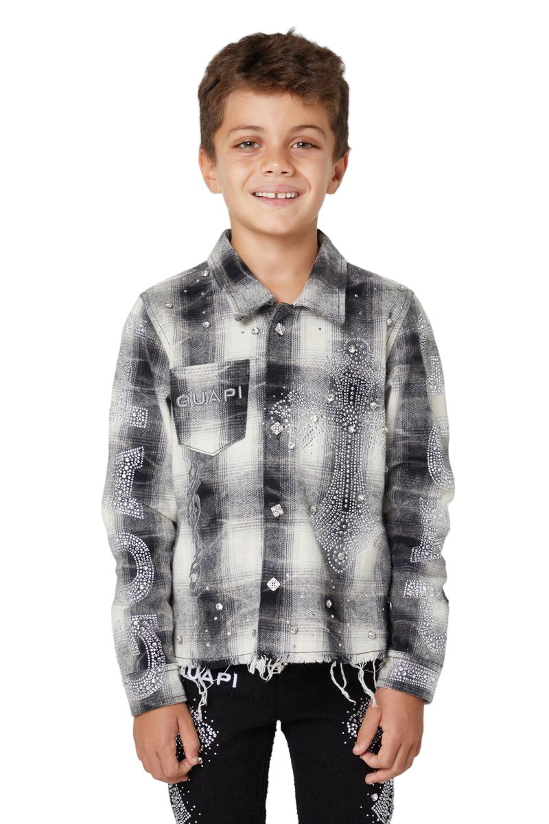 GUAPI| KIDS CLOUD GREY CROSS FLANNEL