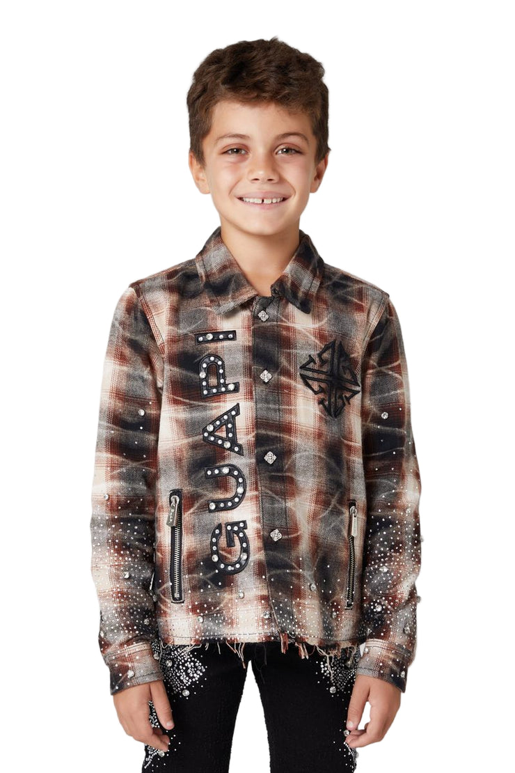 GUAPI| KIDS MOCHA RHINESTONE FLANNEL