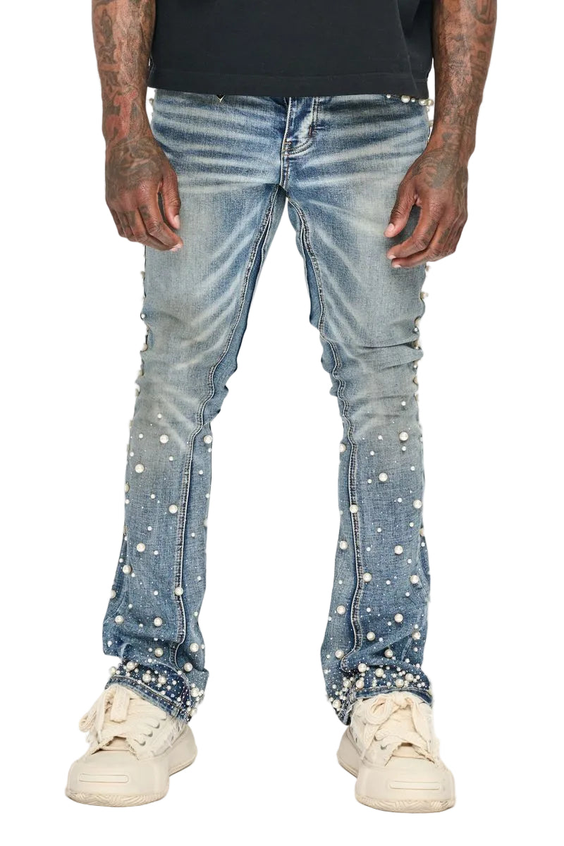 VALABASAS| SHEAM DIRTY WASH STACKED JEAN