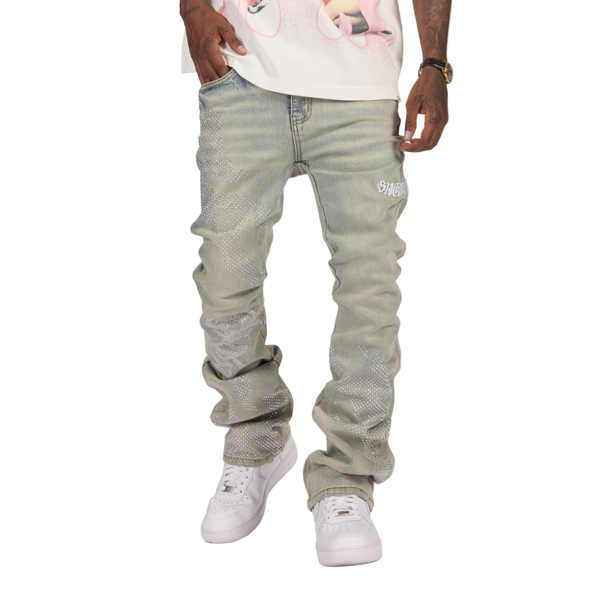 SUGARHILL| BURN PIT RHINESTONE STACKED DENIM