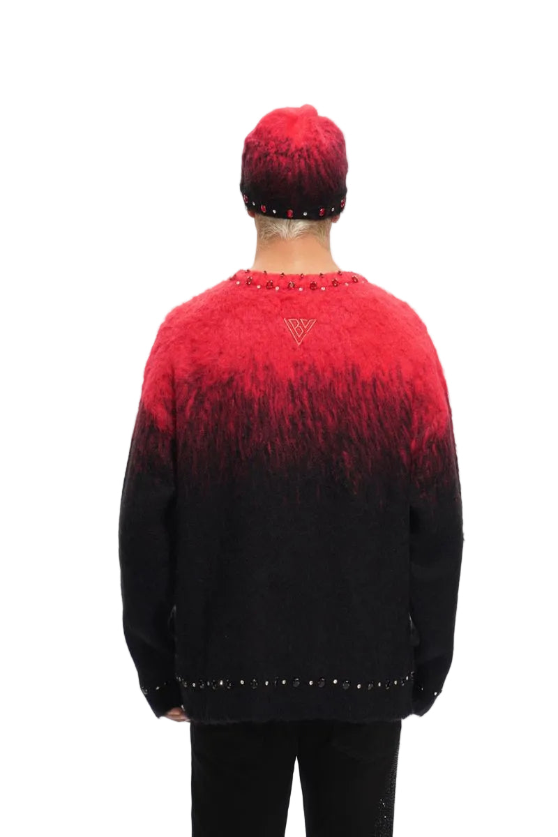 VALABASAS| ARRANGED RED MOHAIR CREWNECK