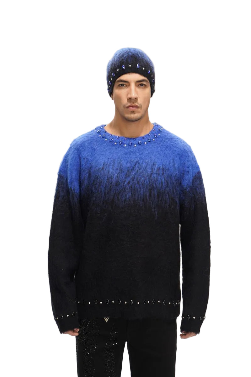 VALABASAS| ARRANGED BLUE MOHAIR CREWNECK