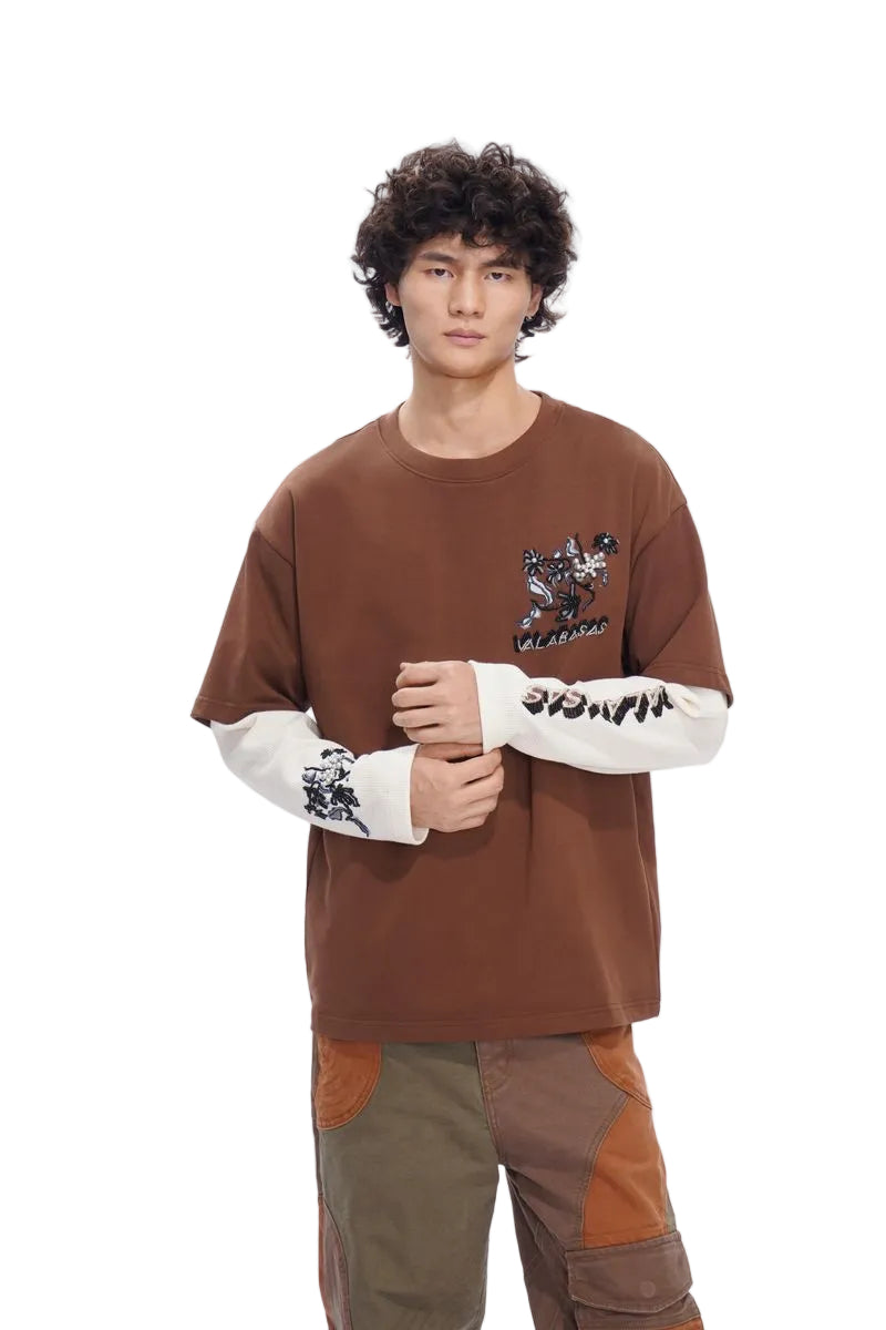 VALABASAS| INHERITANCE LAYERED TEE BROWN