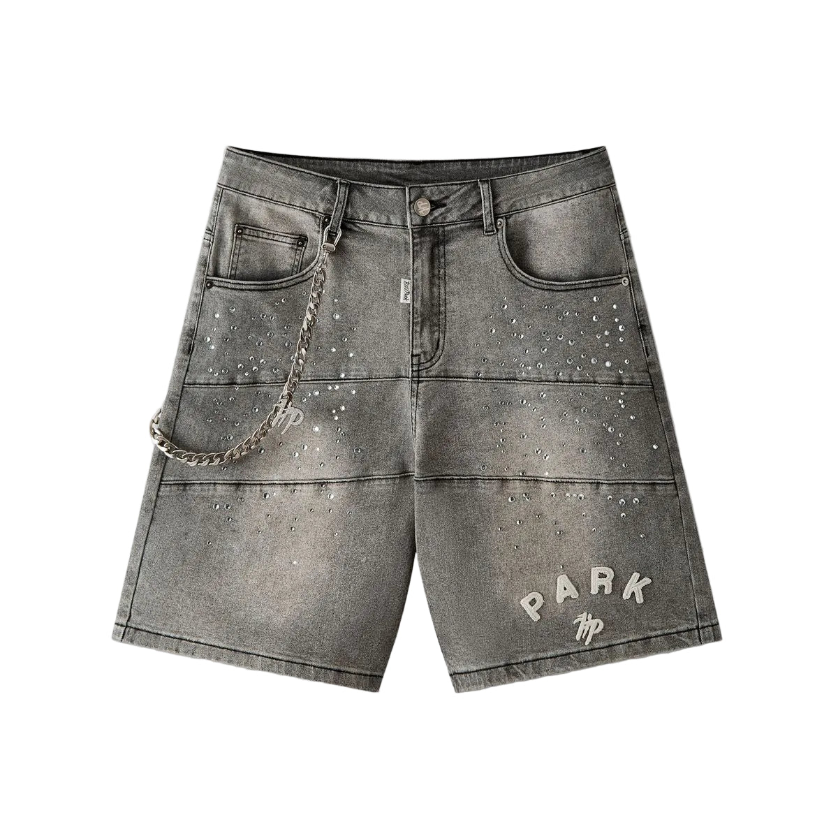 HYDE PARK| STUDDED PARK VELOCITY DENIM SHORT GREY