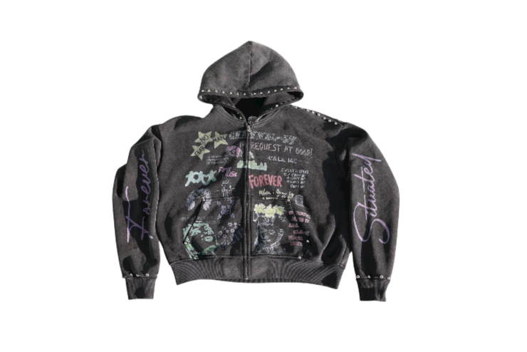 FOREVER SITUATED| FAITH STUDDED ZIP UP