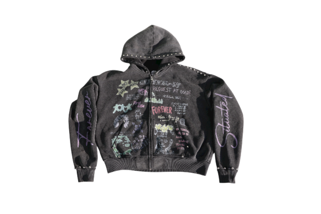 FOREVER SITUATED| FAITH STUDDED ZIP UP