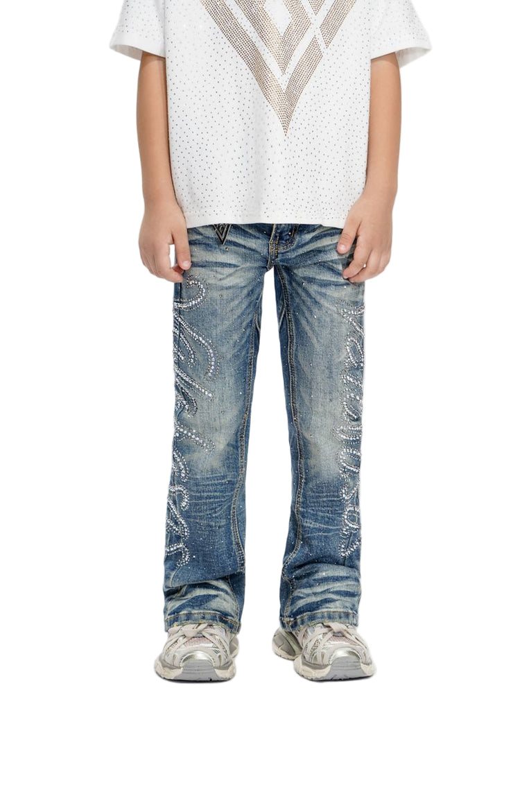VALABASAS| KIDS LATTICE DARK BLUE JEANS