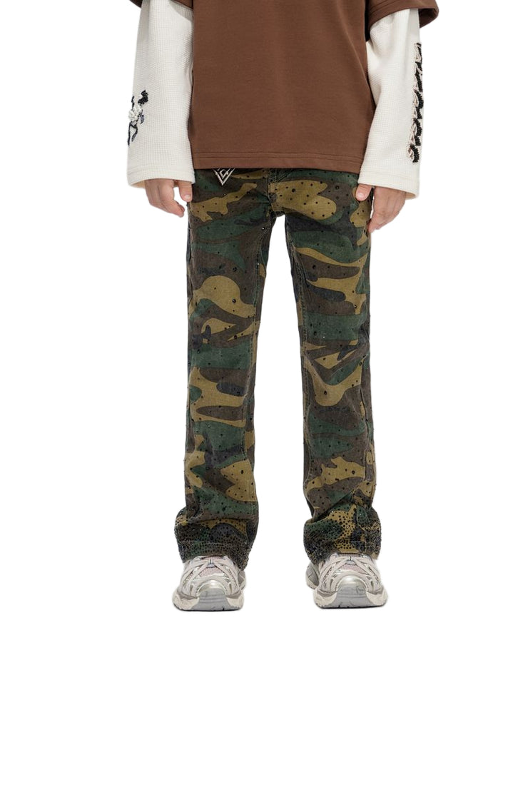 VALABASAS| KIDS RECON FOILAGE GREEN STACKED JEANS