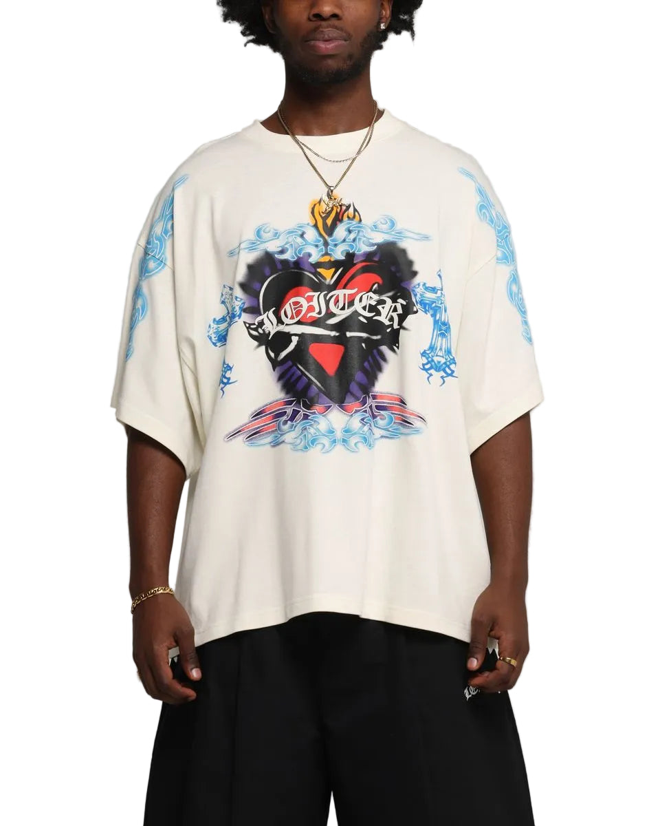 LOITER| HEARTS TEE OFF WHITE