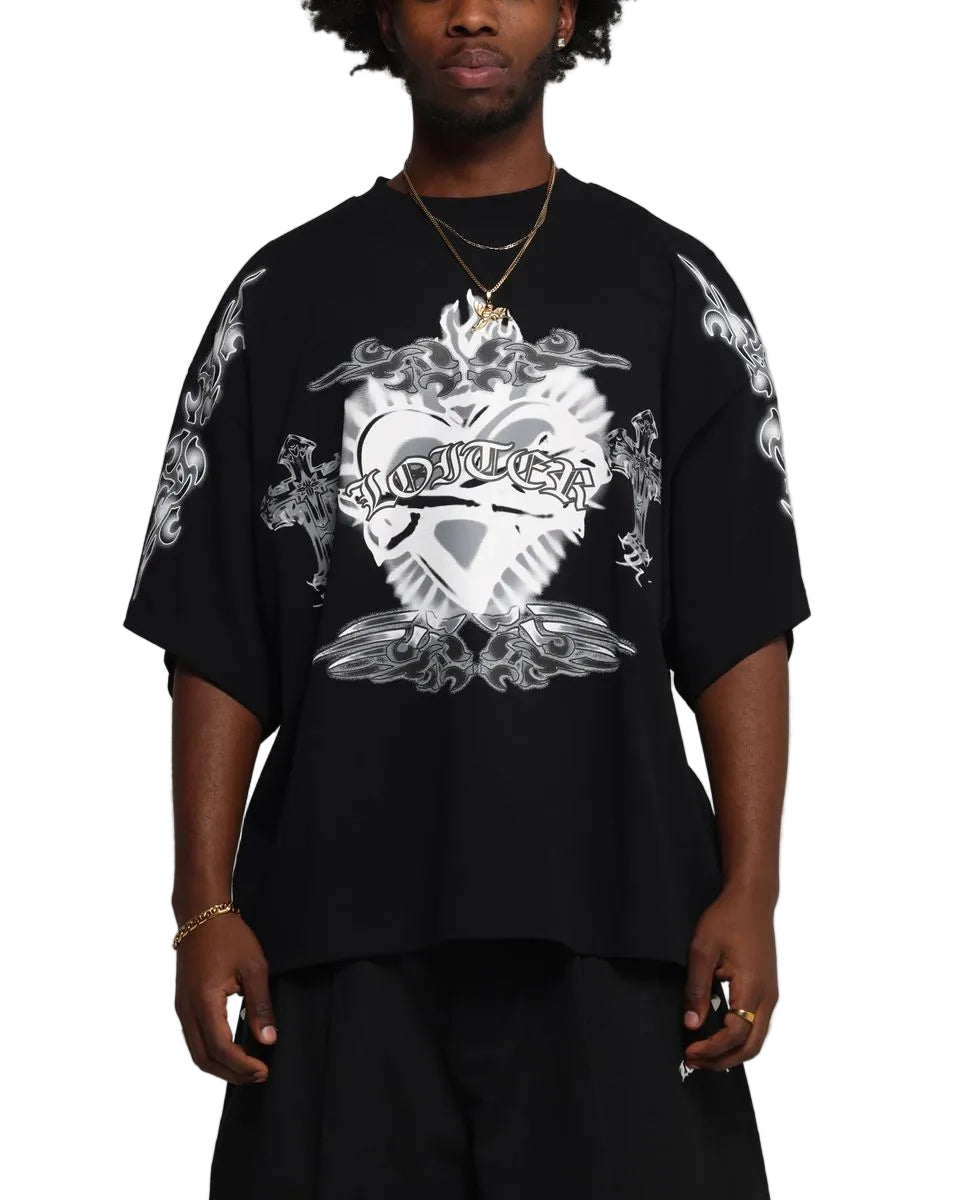 LOITER| HEARTS TEE BLACK