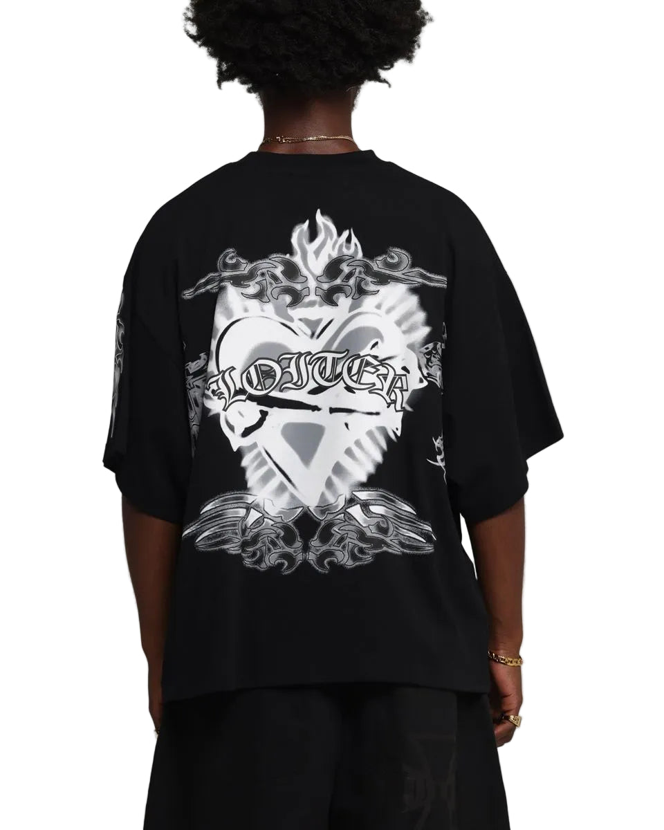 LOITER| HEARTS TEE BLACK