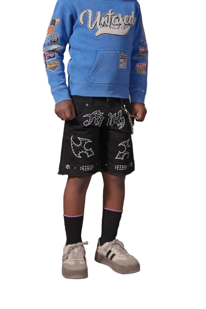 ELITE| KIDS FAITH EMBELLISHED DOUBLE WAIST JORTS