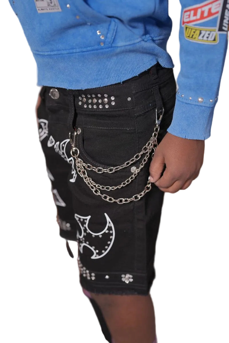 ELITE| KIDS FAITH EMBELLISHED DOUBLE WAIST JORTS