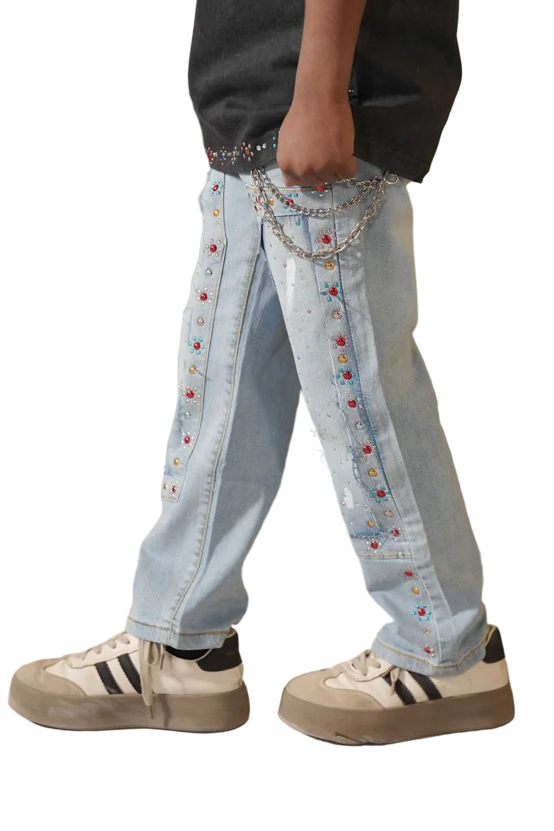 ELITE| KIDS MARDI GRAS EMBELLISHED DENIM