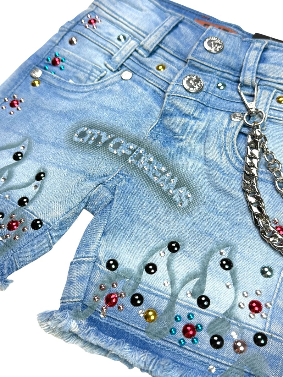 ELITE| INFANTS DREAMS EMBELLISHED DOUBLE WAIST BAGGY JORTS