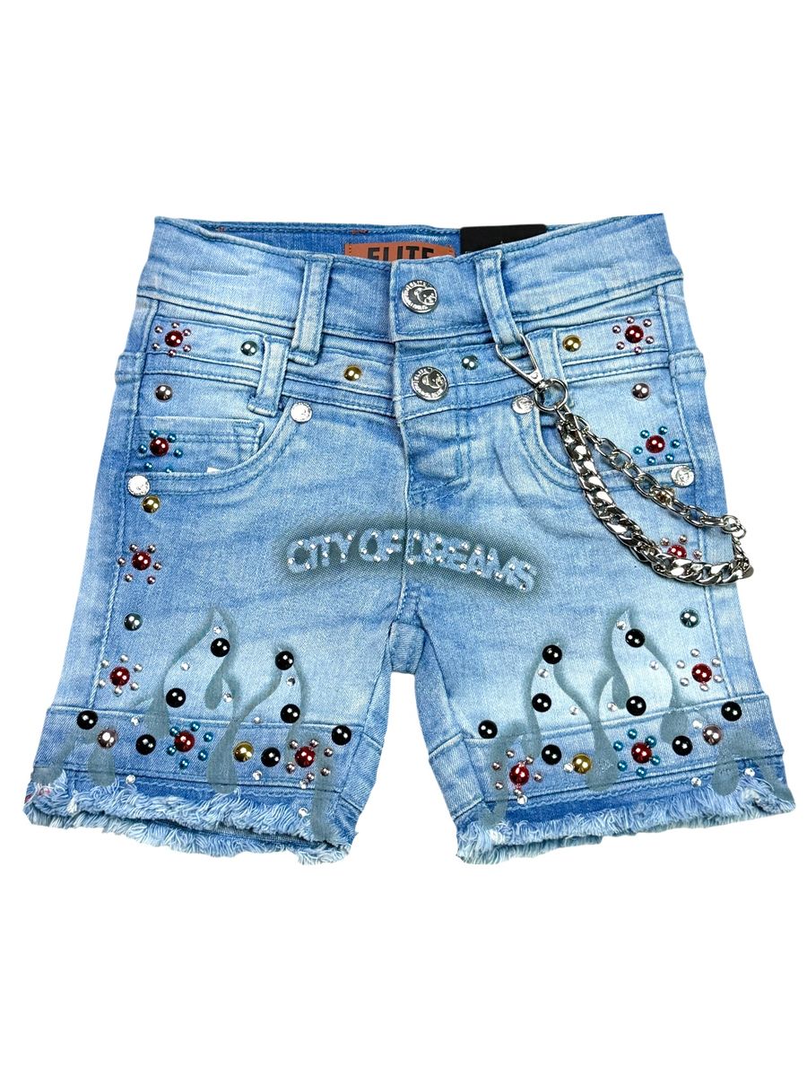 ELITE| INFANTS DREAMS EMBELLISHED DOUBLE WAIST BAGGY JORTS