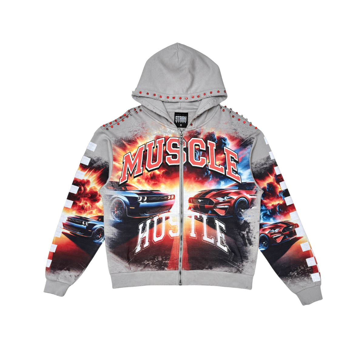 STRAY| MUSCLE HUSTLE ZIP UP HOODIE
