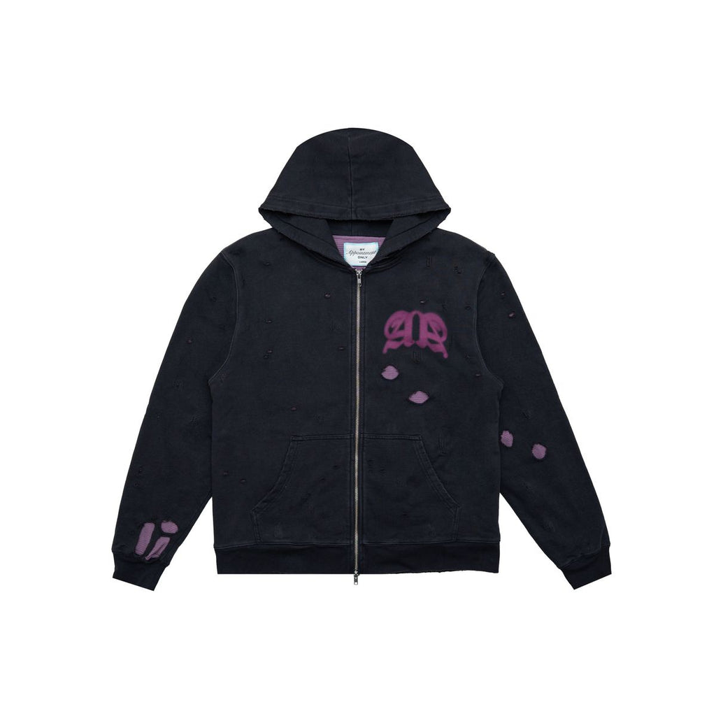 BY APPT ONLY| DIGITAL DUST DISTRESSED ZIP UP HOODIE