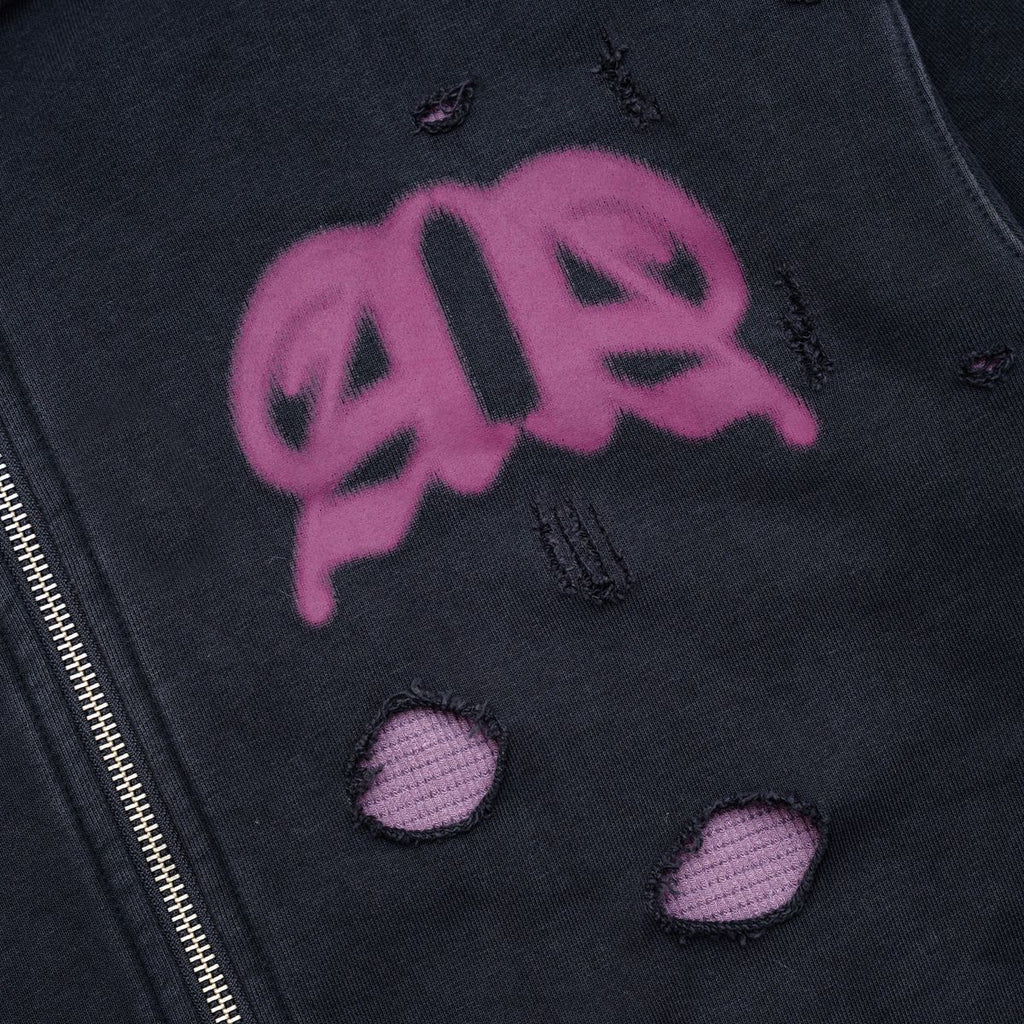 BY APPT ONLY| DIGITAL DUST DISTRESSED ZIP UP HOODIE