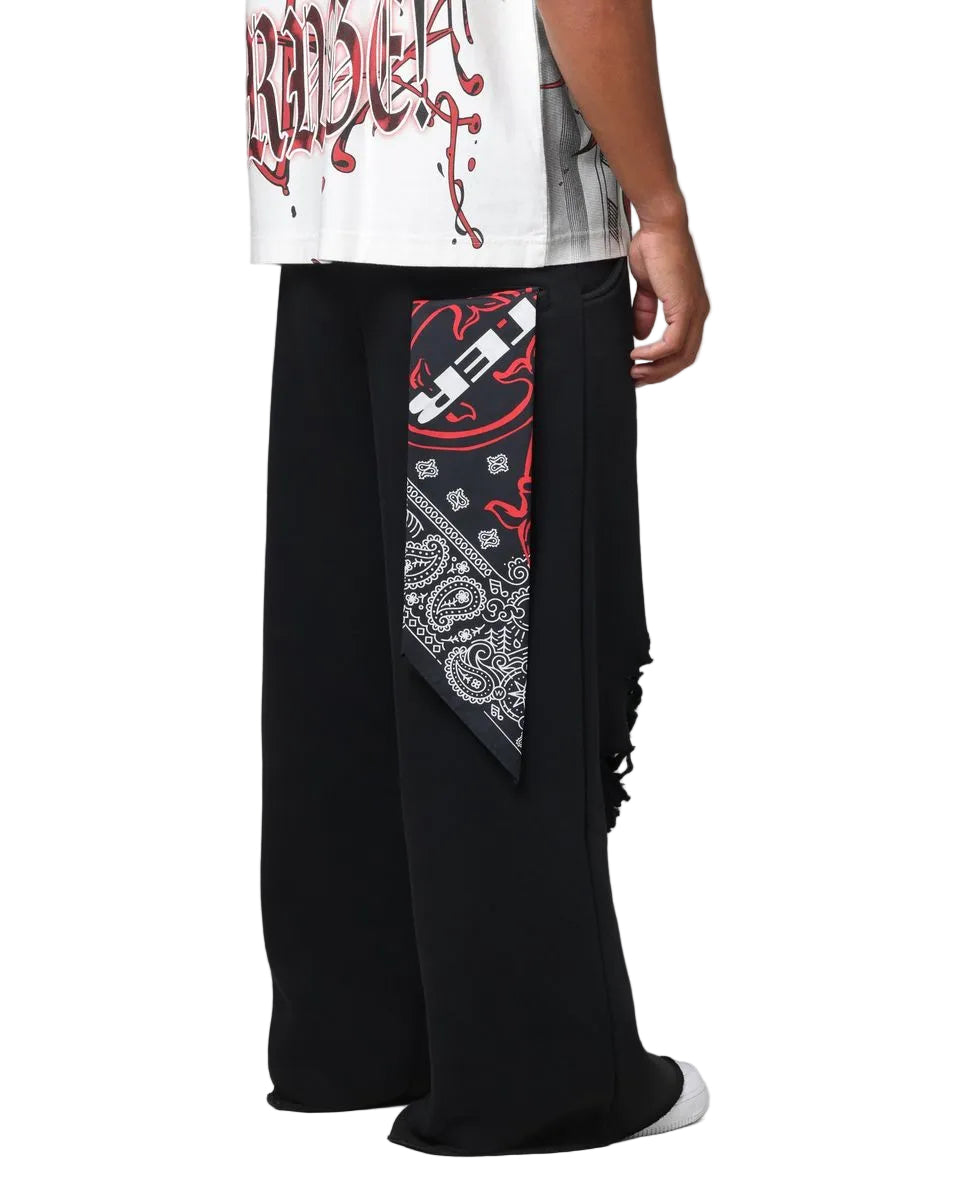 LOITER| DESTRUCT SWEATPANTS WASHED BLACK